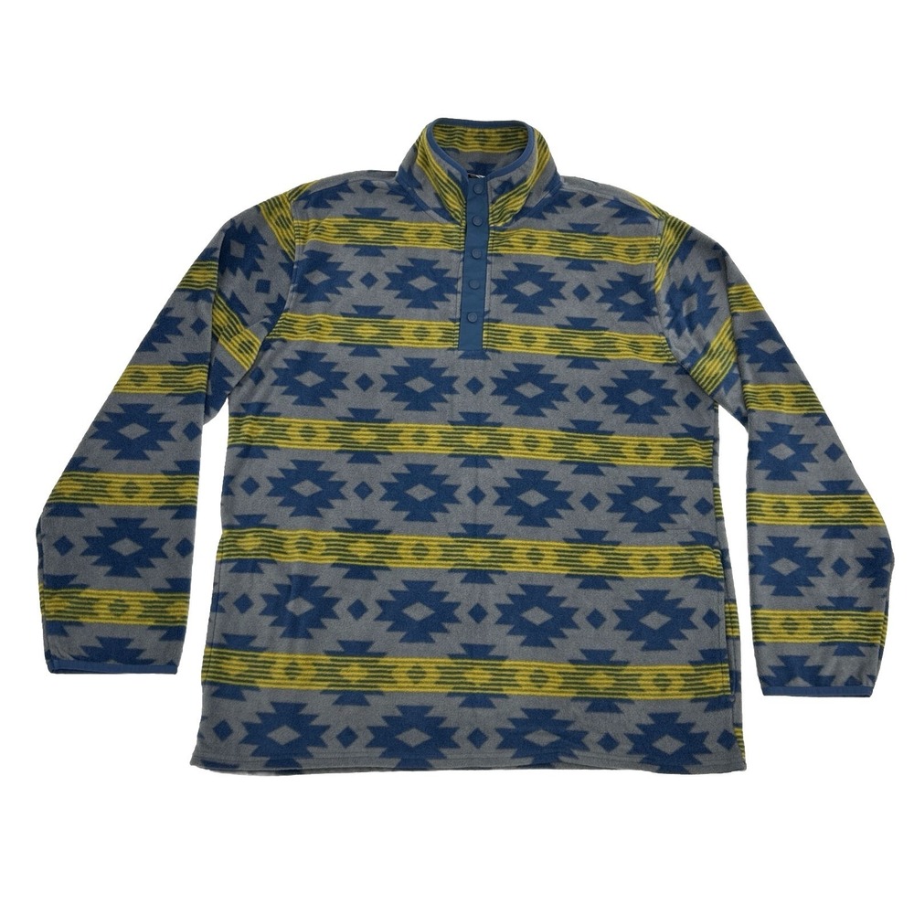 Mountain Khakis Fleece Men's XL Gray‎ Aztec Geometric Quarter Snap Classic Fit
